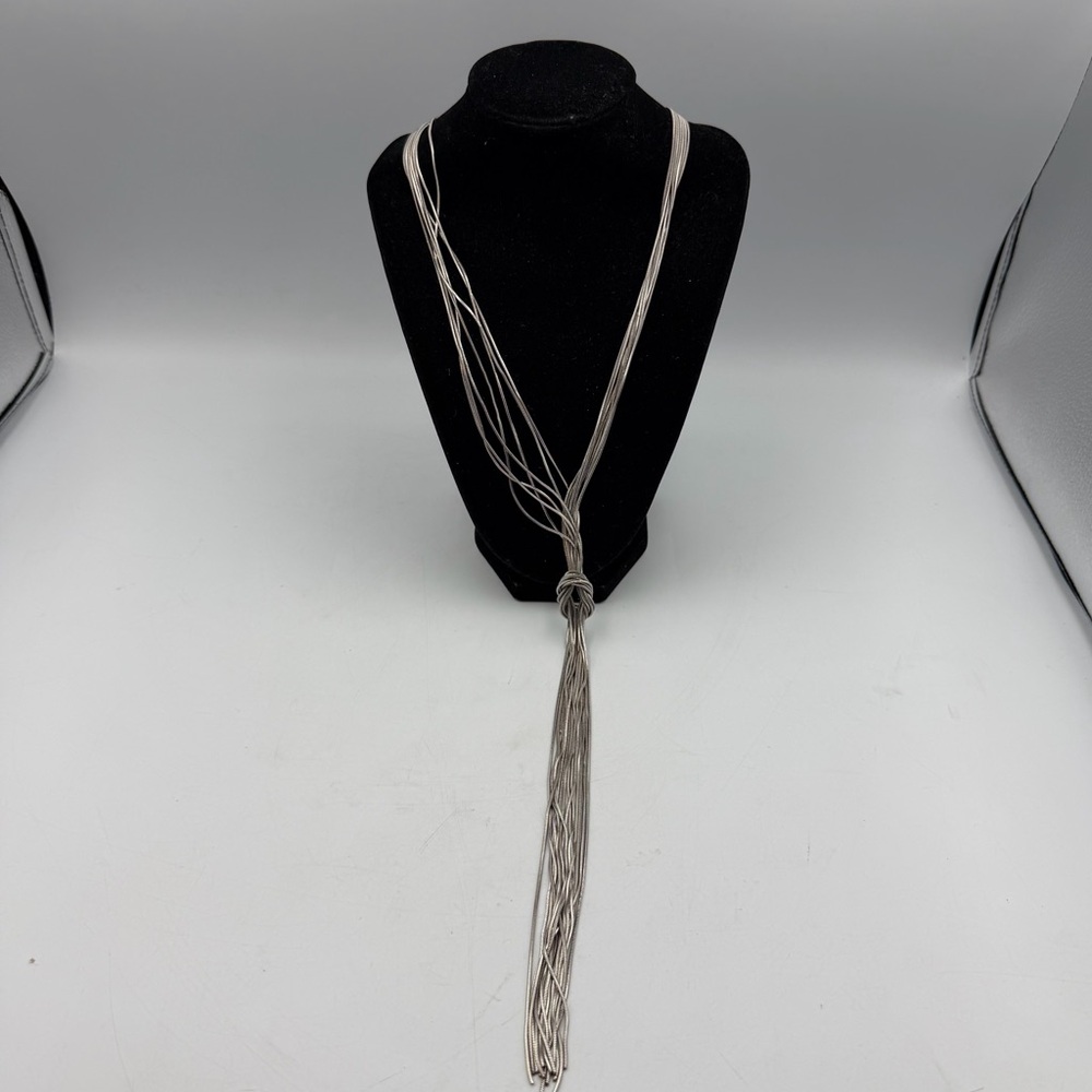Ashley Stewart Silver Multi Strand Tassel Necklace NWT